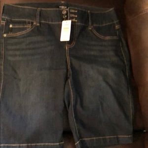 Bermuda length denim shorts
